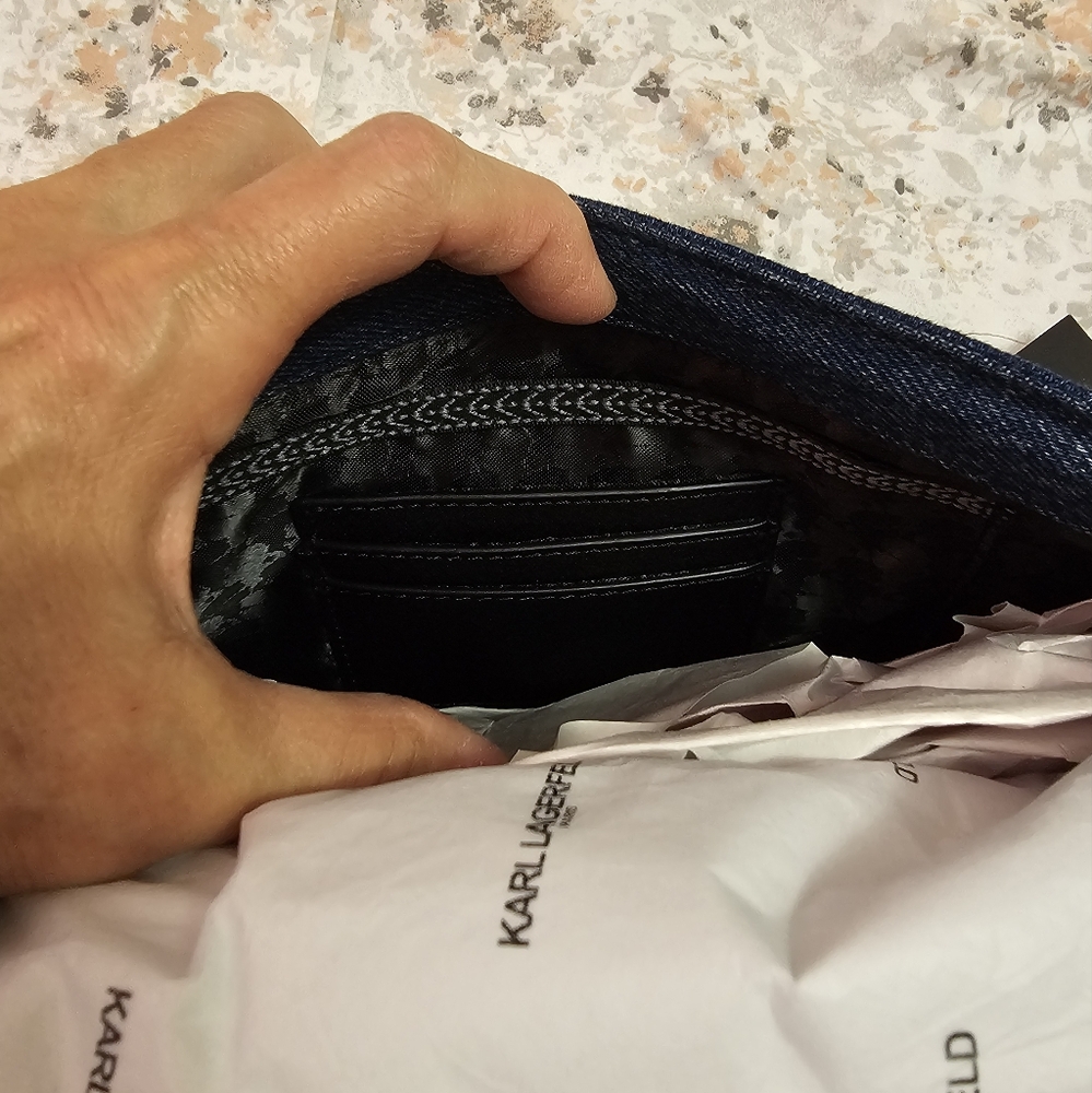 KARL LAGERFELD PARIS  Denim Shoulder Bag - Picture 7 of 9